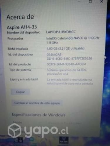 Notebook Acer Aspire 1 A114