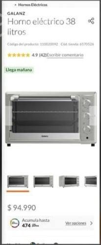Horno eléctrico Galanz 38lt con convector nuevo