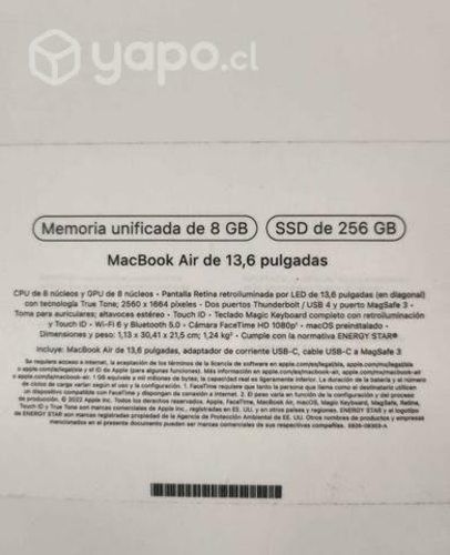 Macbook air poco uso con boleta