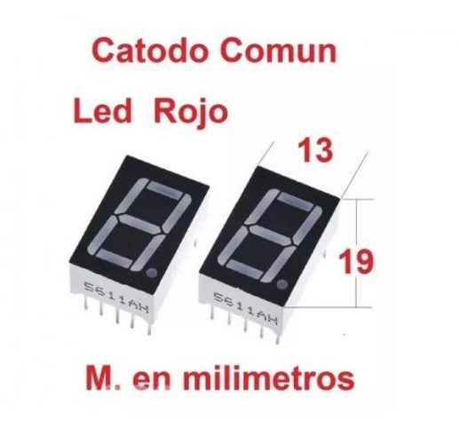 Display 7 Seg. Rojo Catodo Comun 13 X 19 Mm. ( Pac