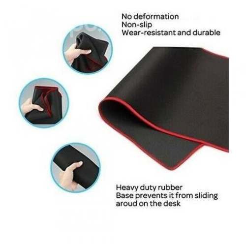 Mouse Pad Gamer Negro Borde Rojo 70 X 30cm Weibo