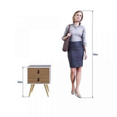 Velador Amber 2 Cajones Blanco/Brise