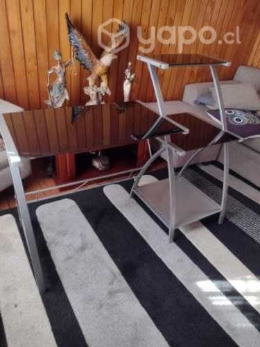 Escritorio + Repisa de vidrio