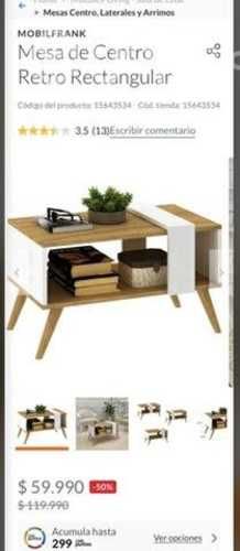 Mesa de centro retro rectangular nueva y armada