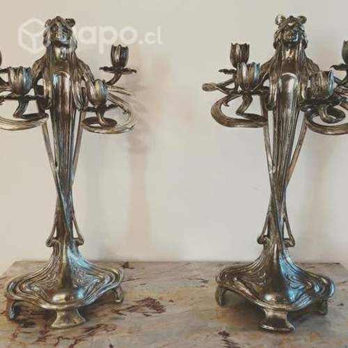 Antiguos Candelabros Alemanes Art Nouveau Providen
