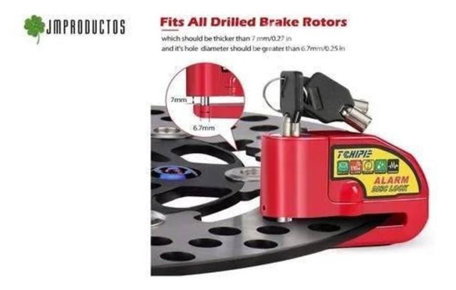 Candado Con Alarma Freno Disco Moto + Piola Record