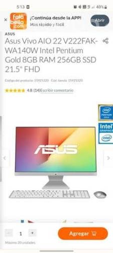 Asus Vivo AIO 22 V222FAK-WA140W COMPUTADOR