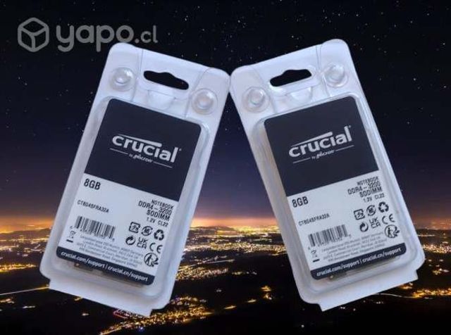 Kit Crucial. Memorias para laptop. 16 GB ( 2 x 8 ) 2666 mhz.