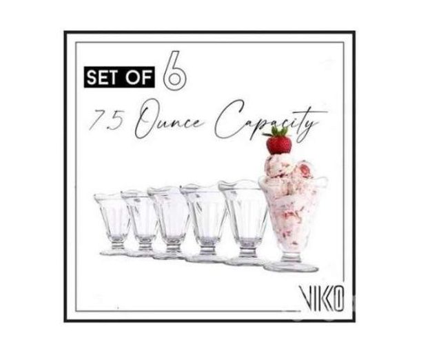 Set 6 Vasos Postres Copas Helado Vidrio Helado