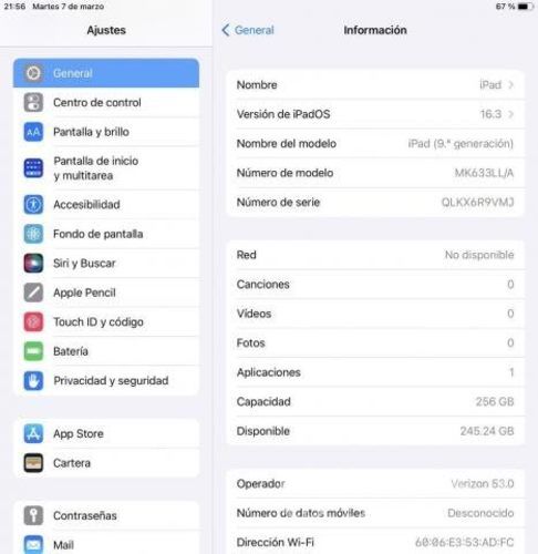 Ipad 9 Generación 256GB 10.2'' wifi+cellular