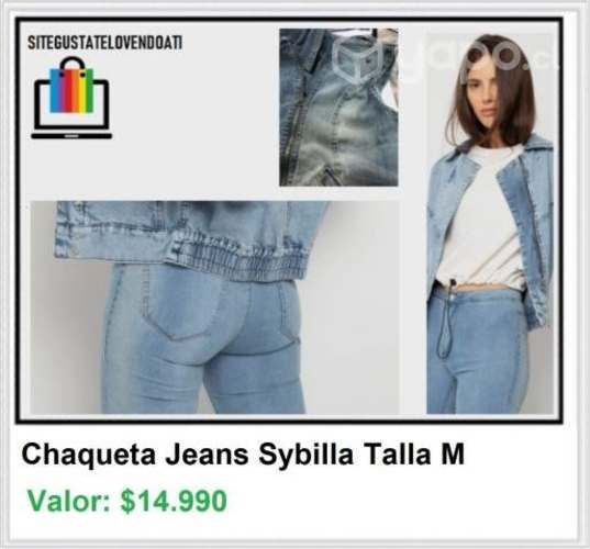 Chaqueta de Jeans Sin Mangas Cierre Metálico y Tac