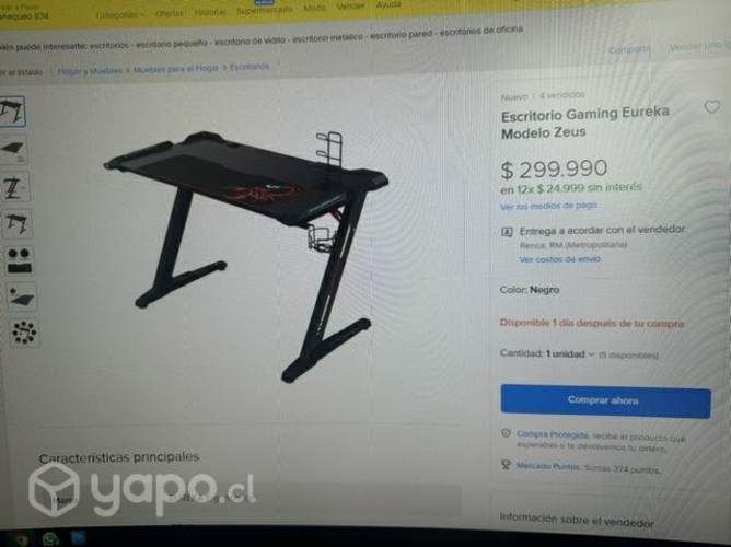 Escritorio Gamer Eureka Ergonómics