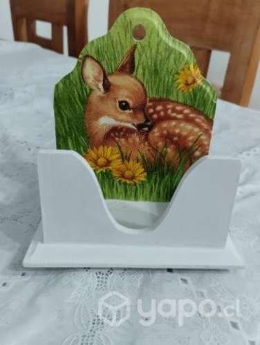 Porta fosforos de madera decoupage