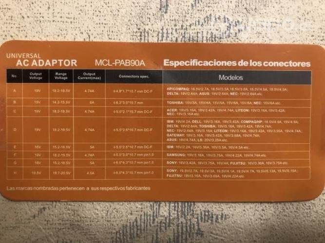 Cargador universal Notebook