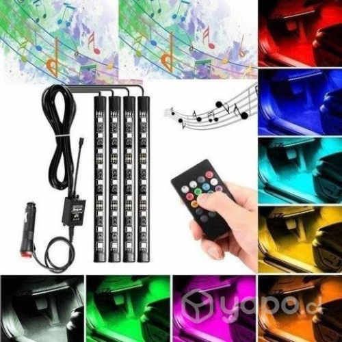 Kit 4 Luces Led Interior Auto 12v Multicolor Senso