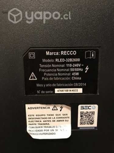 Televisor plasma Recco 32 pulgadas