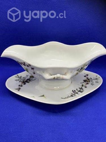 Antigua Salsera porcelana decorada c 1900 Providen