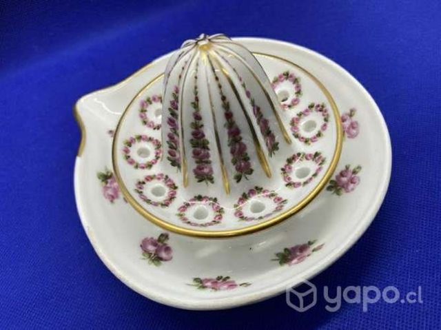 Antiguo exprimidor Porcelana LIMOGES pintado