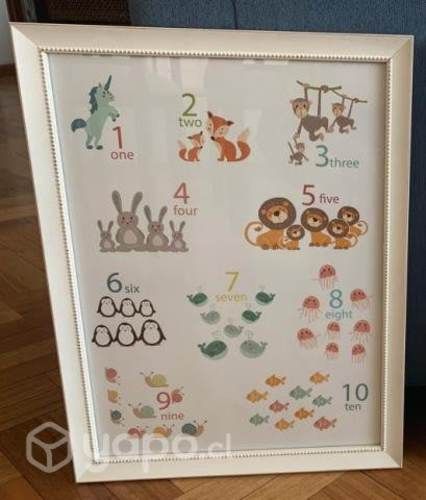 Cuadro infantil NUEVO 34x44 marco madera y vidrio