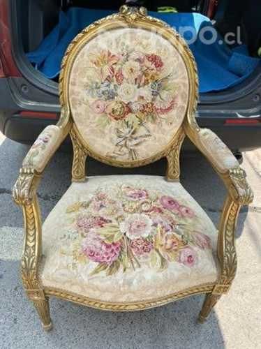Antiguo par sillones Luis XVI tapiz Aubusson S XIX