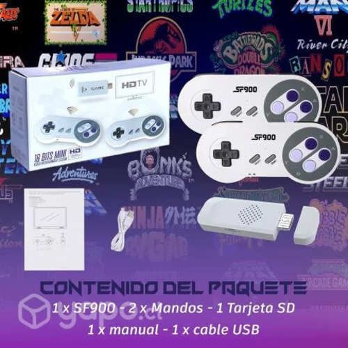 Consola SNES 900+2 controles inalambricos+accesori