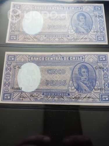 Billetes de Chile, 5 Pesos del 1944 & 1946