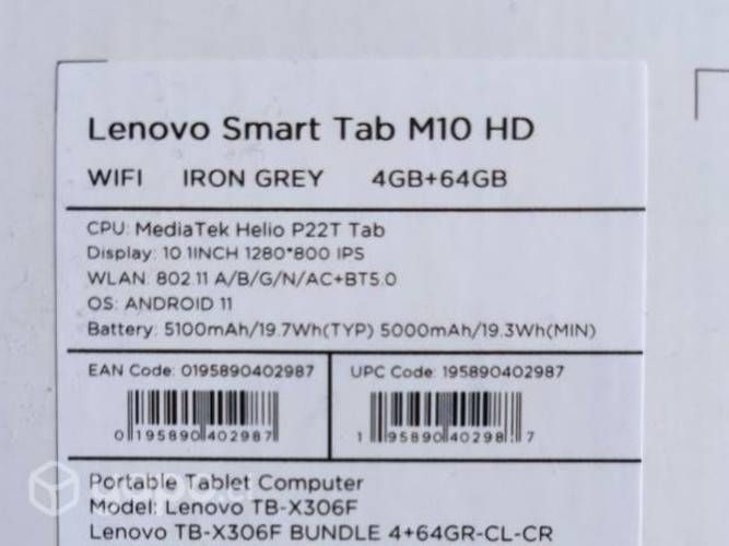 Tablet Lenovo Smart tab M10 HD sellado