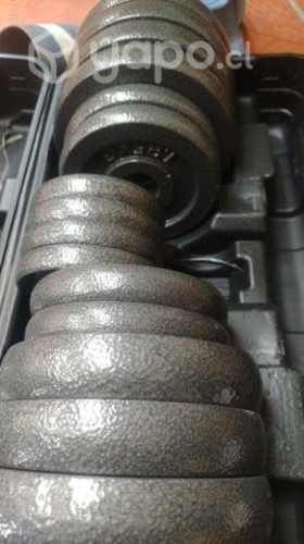 Discos, mancuernas de 1.5, extensor de mancuernas