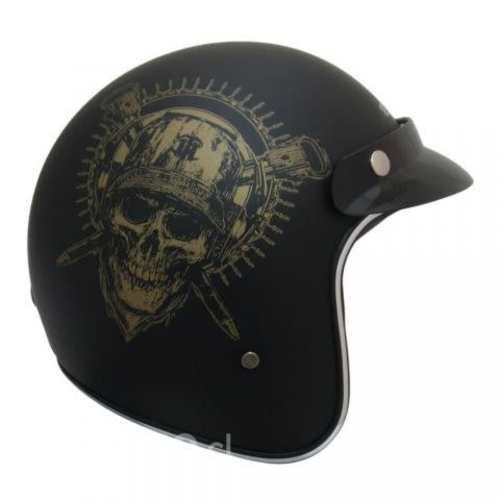 Casco Moto Certificado Abierto Ghb 181 Skull Negro
