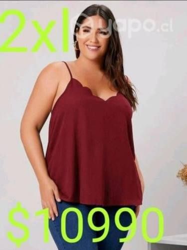 Top de tirantes con ribete de abanico unicolor 2xl