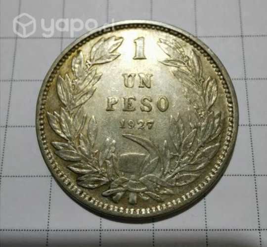 1 peso chileno 1927 de plata