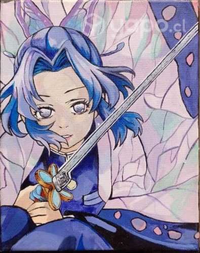 Cuadro anime pintado a mano 25x30 Demon Slayer