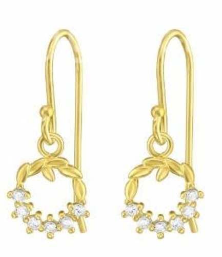 Aros de Plata Colgantes Bañados en Oro 18K 16mm