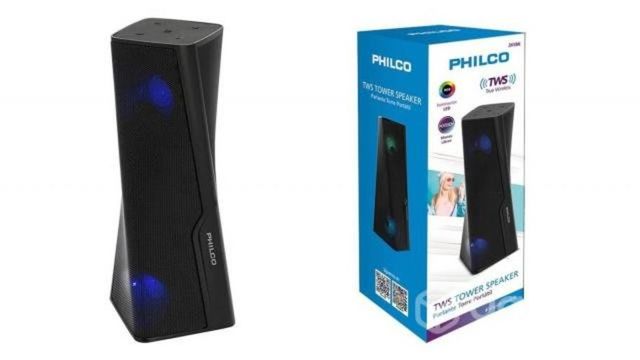 Parlante Philco Portatil Negro Tws Tower Rgb Bluet