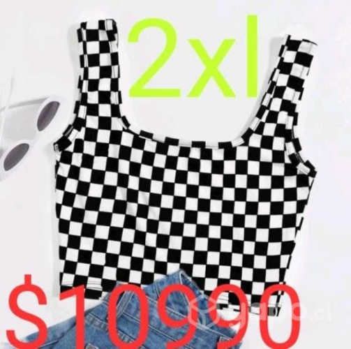 Top a cuadros blanco y negro 2xl