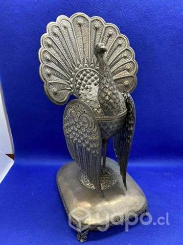 Antiguo mate de Plata sólida Pavita ojos piedra