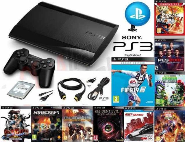 PS3 Super Slim+Desbloqueo+Disco duro 50 juegos+acc