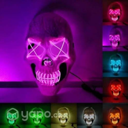 Mascara Luminosa Led Neon del Calavera Blanca