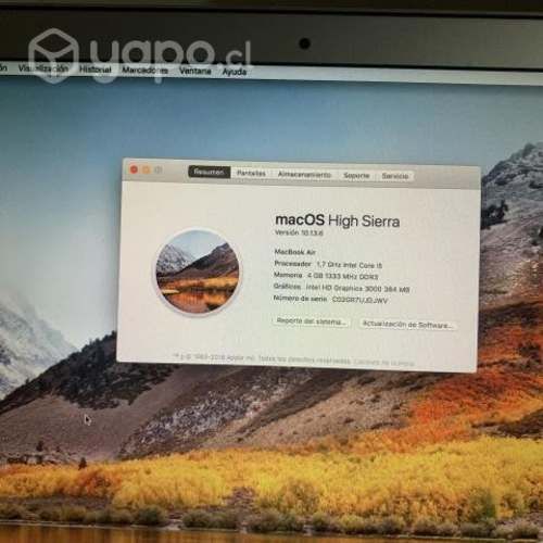 Macbook air 2011 i5 4gb ram 256gb ssd