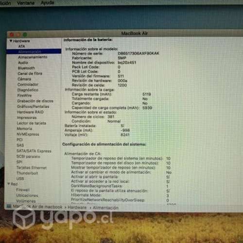 Macbook air 2011 i5 4gb ram 256gb ssd