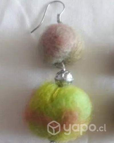 Aros Colgantes Lana Fieltrada Nuevo
