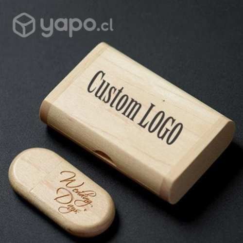 Pendrive 64 Gb Usb Madera Grabable + Estuche
