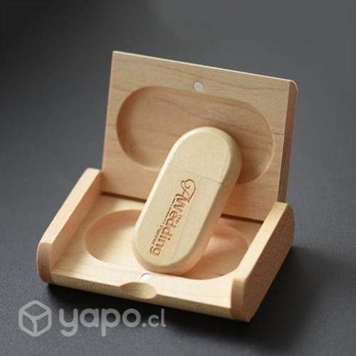 Pendrive 64 Gb Usb Madera Grabable + Estuche