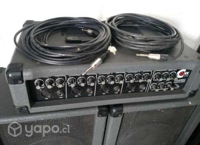 Amprificador +parlantes+cables+atriles