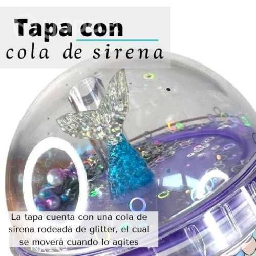 Vaso Tornasol Con Luz Multicolor Cola De Sirena