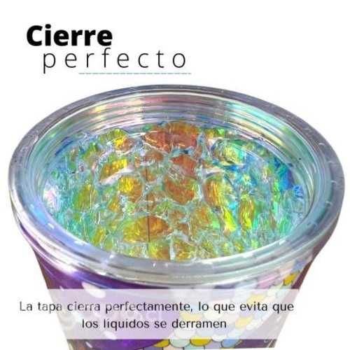 Vaso Tornasol Con Luz Multicolor Cola De Sirena