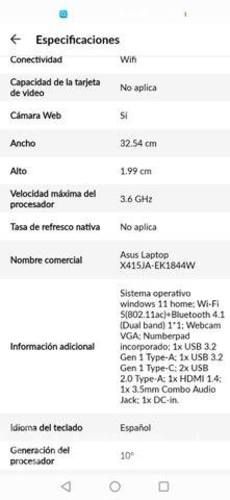 Notebook Asus Laptop X415JA Intel Core i5 12GB RAM