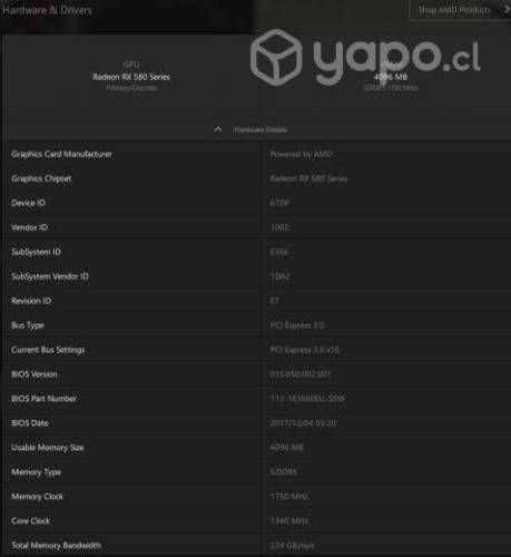 GPU AMD RX 580 nitro+ 4GB Full Bundle