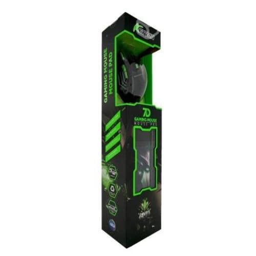 Kit Mouse Gamer Mousepad Ergonomico Verde
