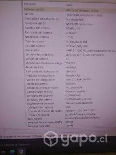 Computador lenovo windows 10 pro
